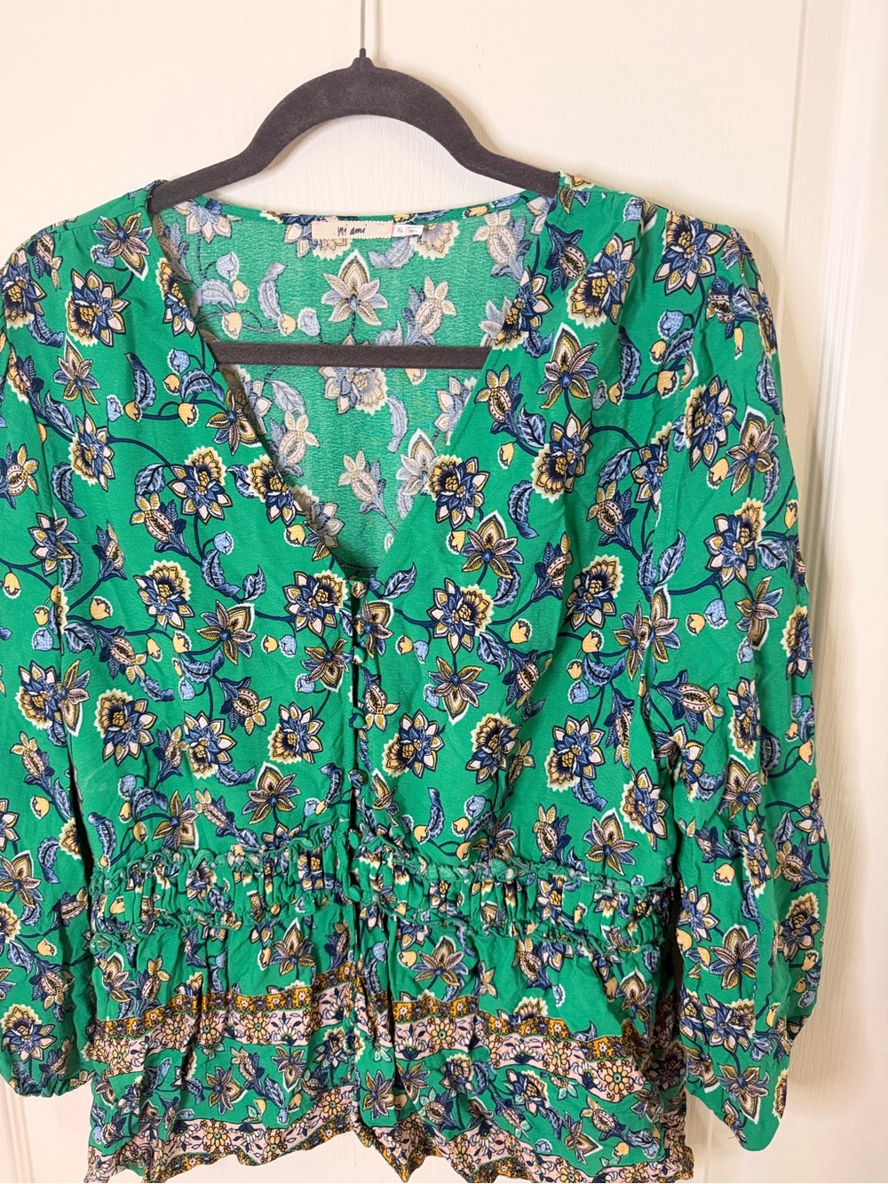 Mi Ami  Green Floral Long Sleeve shirt